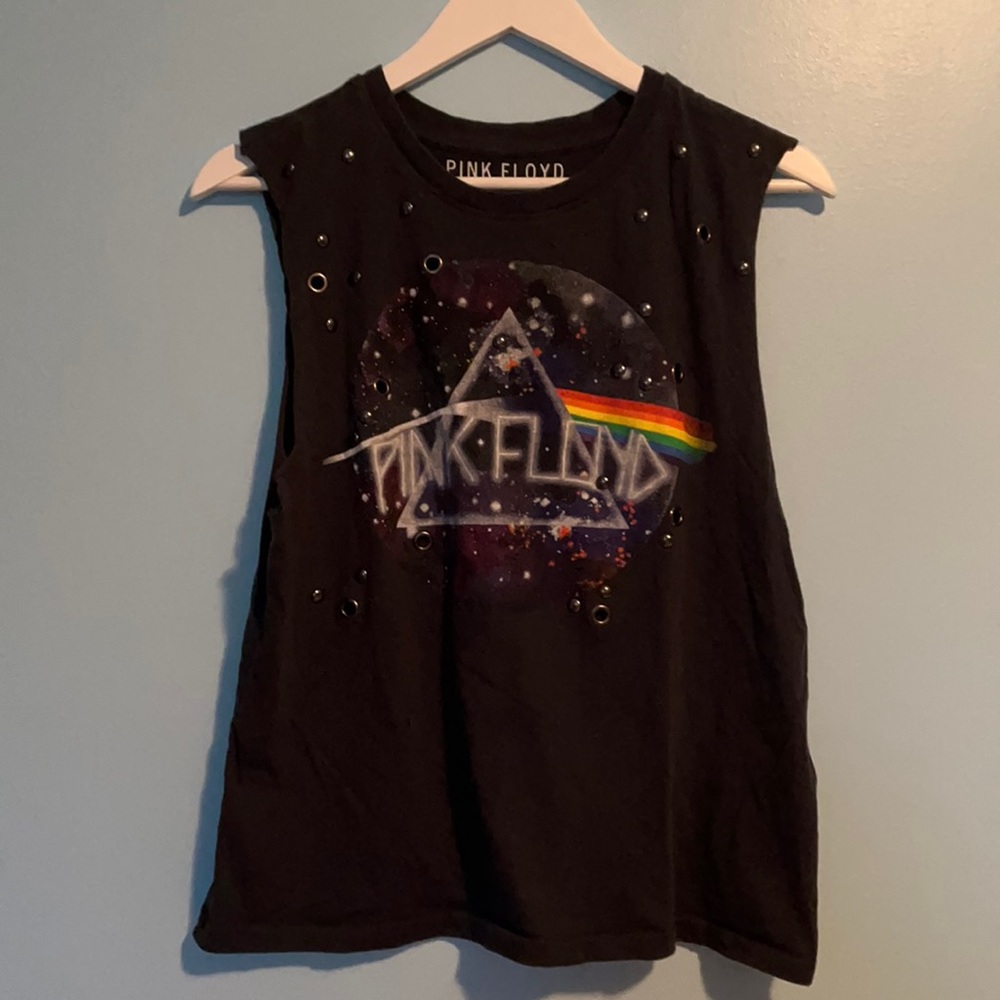 Pink Floyd “Dark Side of the Moon” Embellished Cut Off Tank Top